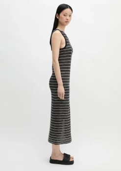 Ajour-Kleid slim aus Baumwolle-Leinen-Mix