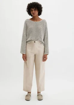 Ajour-Pullover loose aus Bio-Baumwolle-Mix