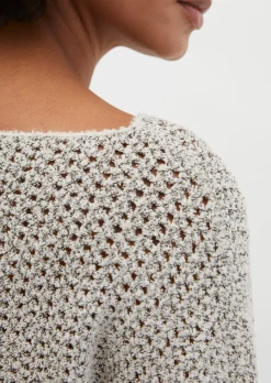 Ajour-Pullover loose aus Bio-Baumwolle-Mix