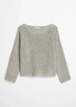 Ajour-Pullover loose aus Bio-Baumwolle-Mix