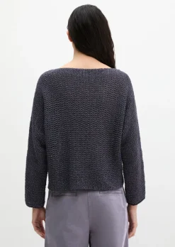 Ajour-Pullover loose aus Bio-Baumwolle-Mix