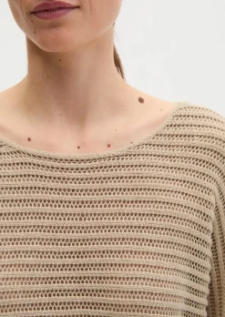 Ajour-Pullover relaxed aus Bio-Baumwolle-Leinen-Mix