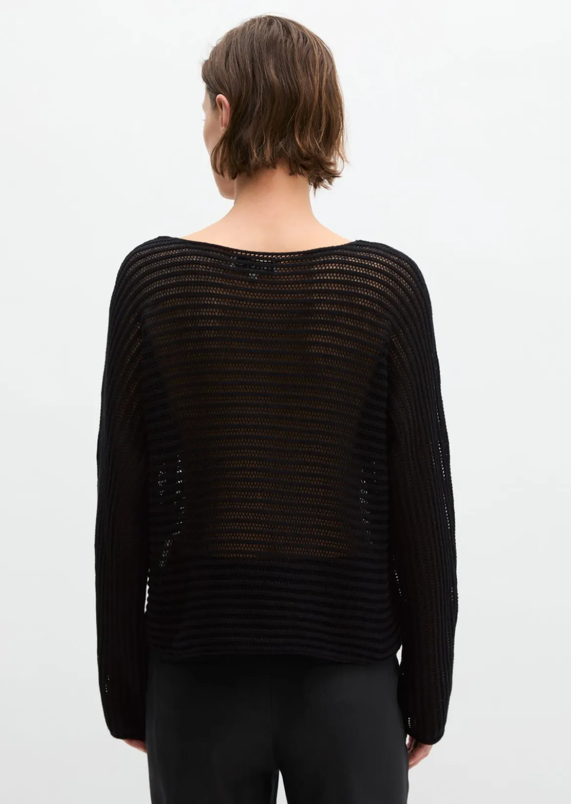 Ajour-Pullover relaxed aus Bio-Baumwolle-Leinen-Mix