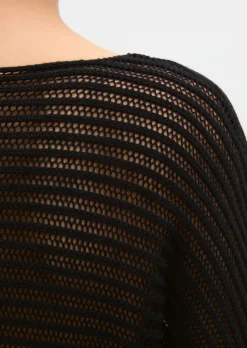 Ajour-Pullover relaxed aus Bio-Baumwolle-Leinen-Mix