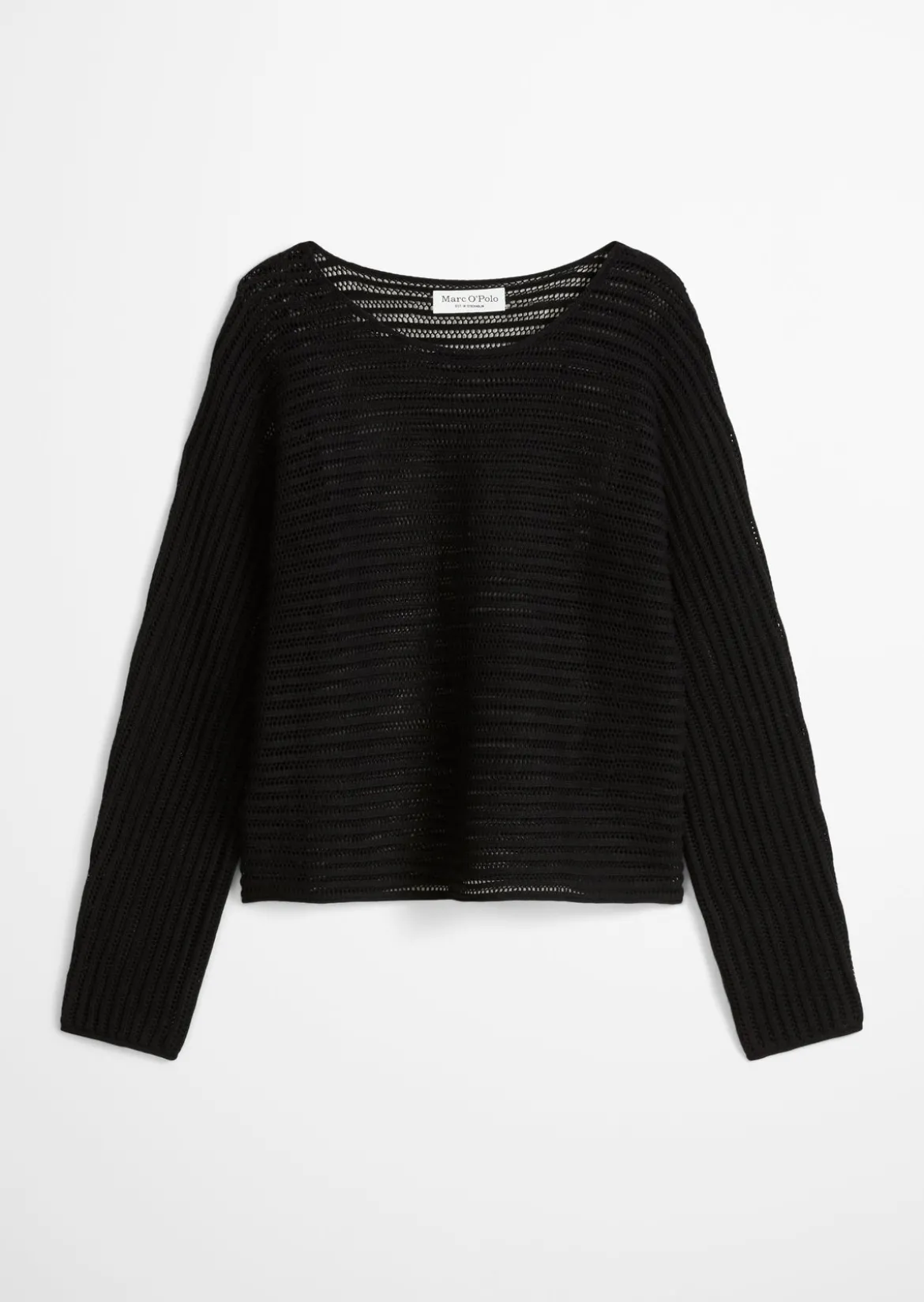 Ajour-Pullover relaxed aus Bio-Baumwolle-Leinen-Mix