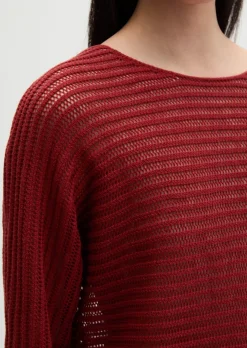 Ajour-Pullover relaxed aus Bio-Baumwolle-Leinen-Mix
