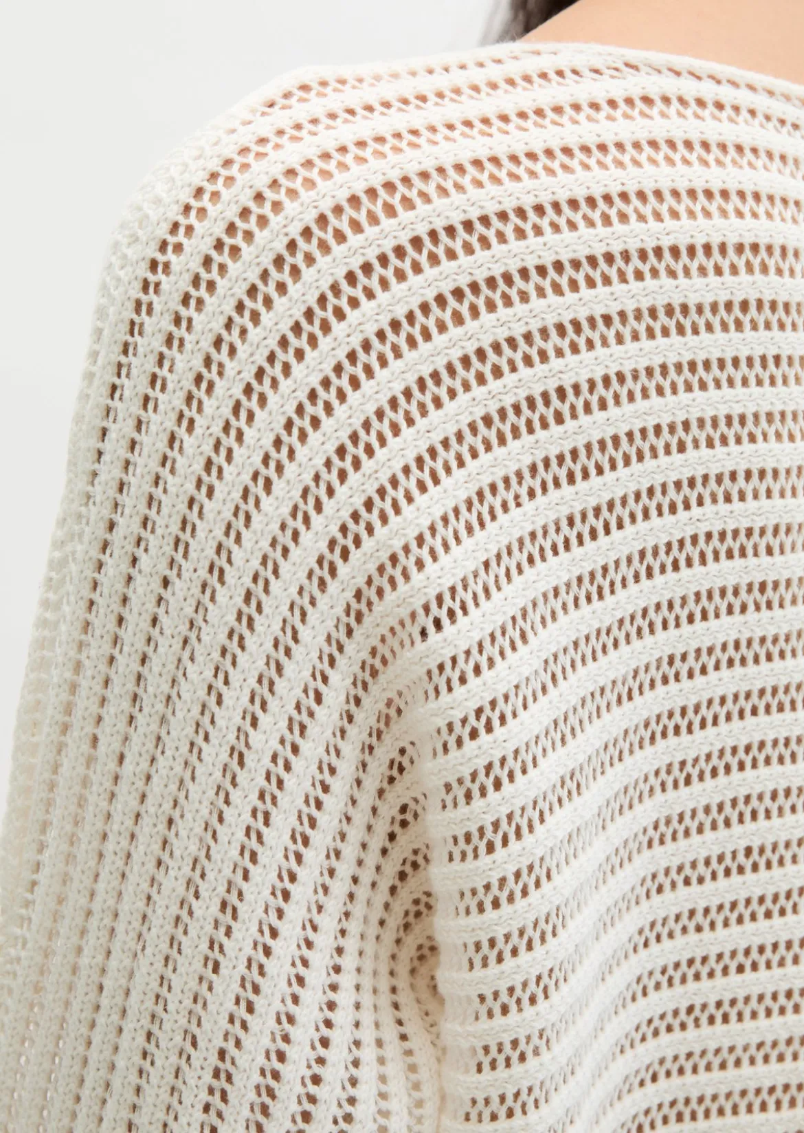 Ajour-Pullover relaxed aus Bio-Baumwolle-Leinen-Mix