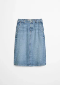 Ausgestellter Midi-Jeansrock aus Lyocell-Leinen-Baumwolle-Mix