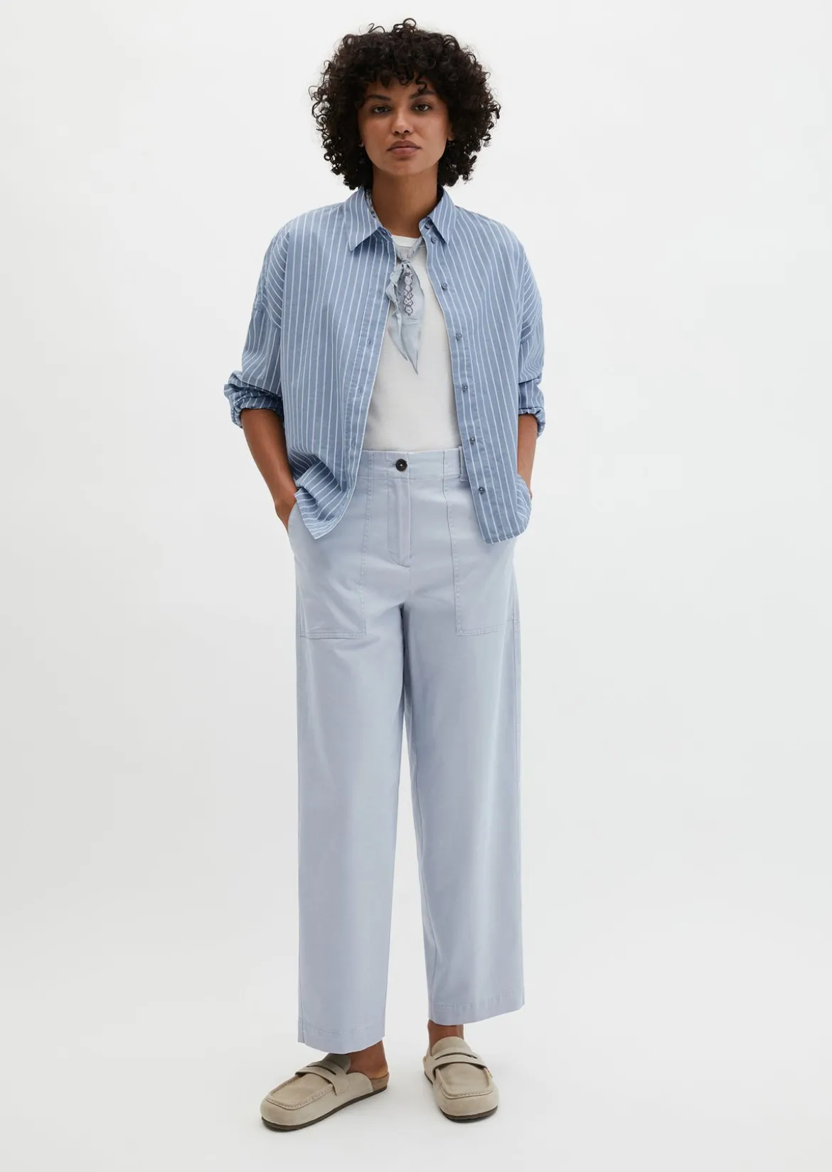 Barrel Pants aus Brushed Cotton Twill