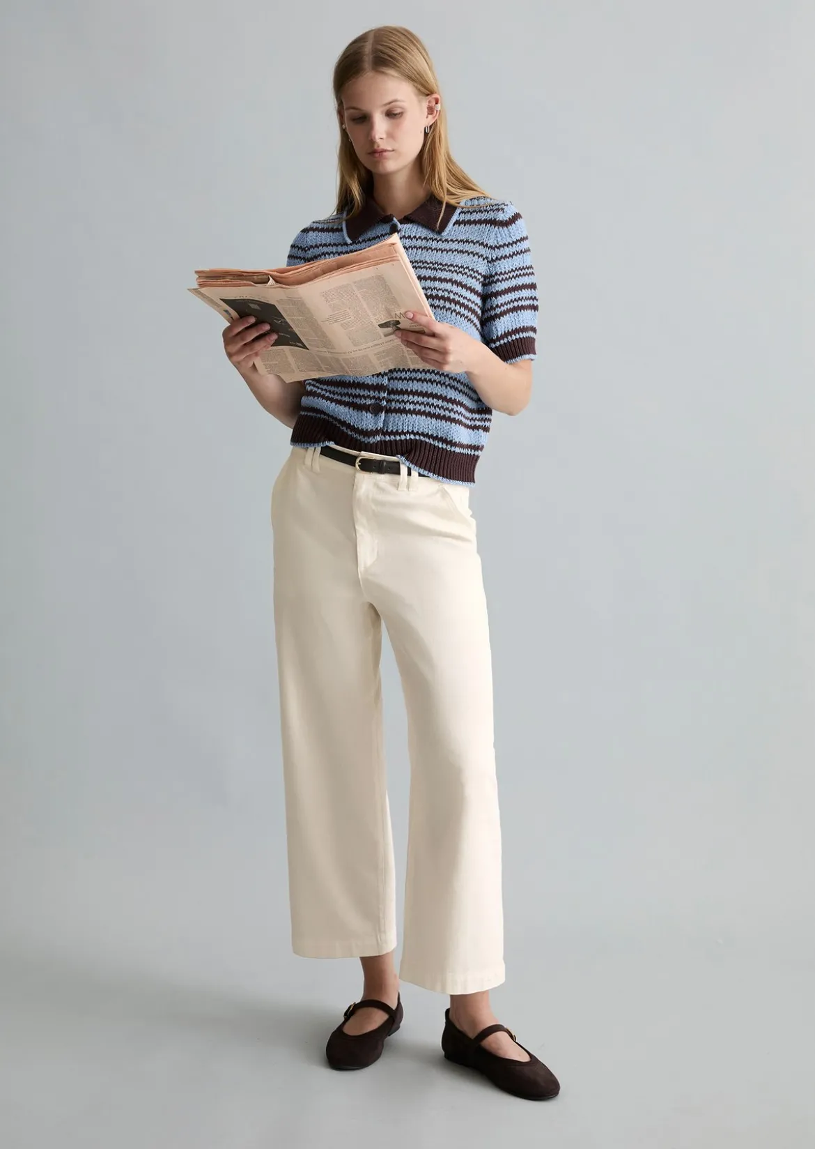 Barrel Pants cropped aus Organic-Cotton-Lyocell-Stretch