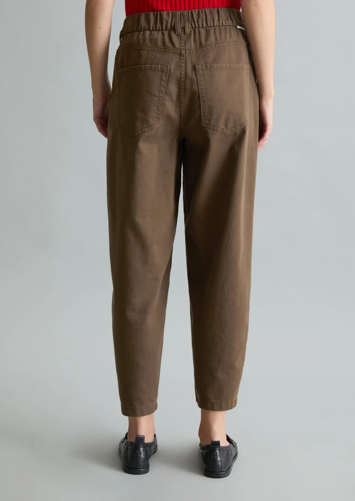 Barrel-Pants cropped aus Organic-Cotton-Lyocell-Twill