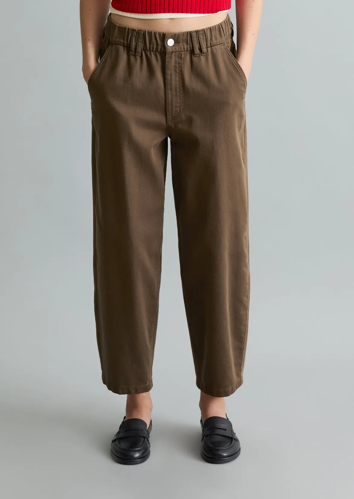 Barrel-Pants cropped aus Organic-Cotton-Lyocell-Twill
