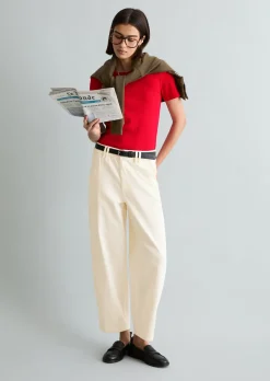 Barrel-Pants cropped aus Organic-Cotton-Lyocell-Twill