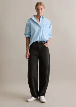 Bluse im Polo-Stil relaxed aus softem Popeline