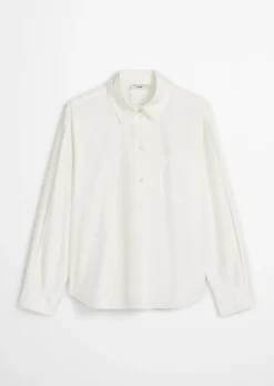 Bluse im Polo-Stil relaxed aus softem Popeline