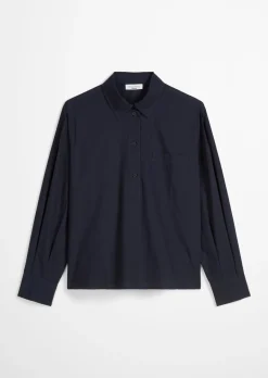 Bluse im Polo-Stil relaxed aus softem Popeline