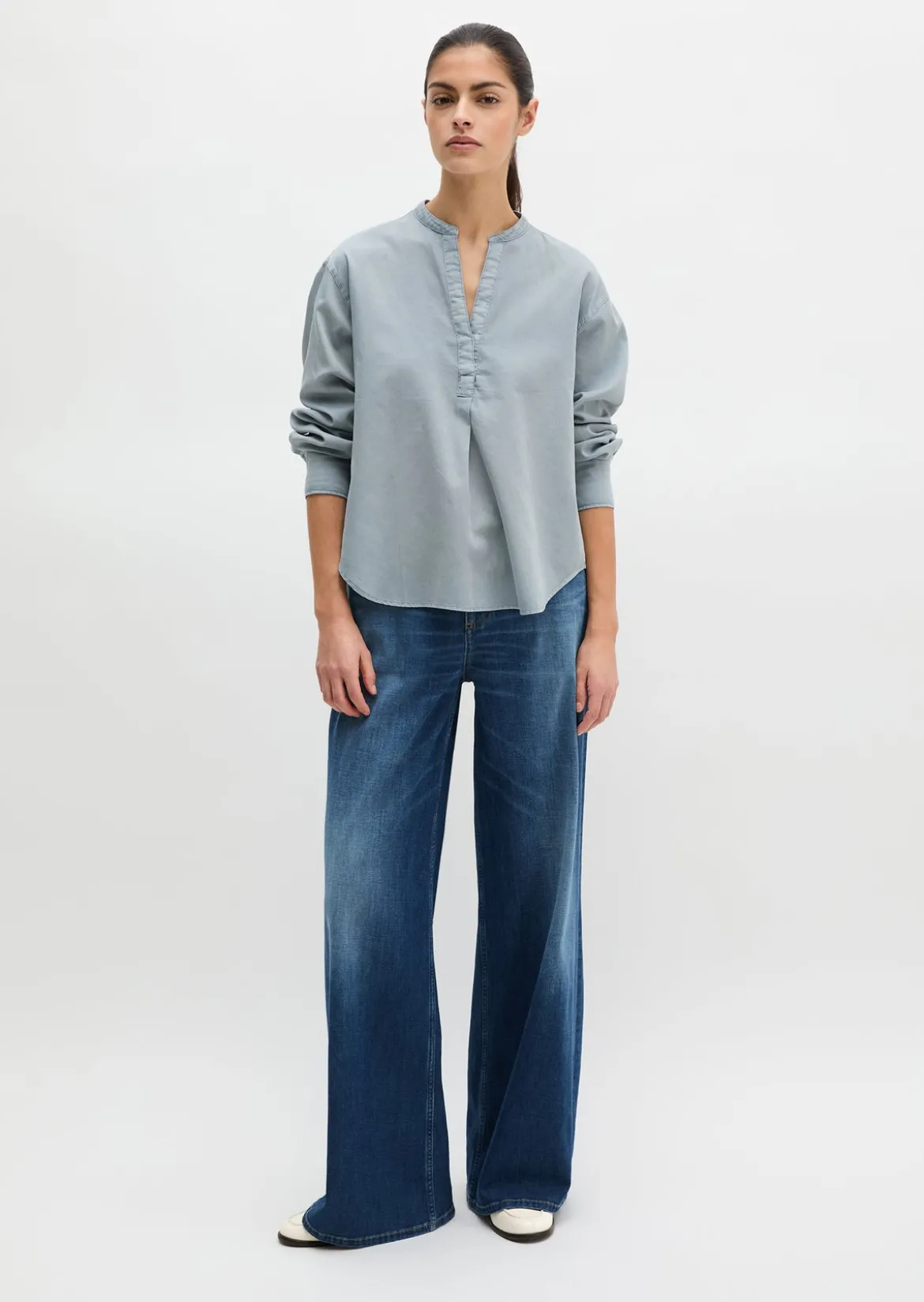 Bluse loose aus Baumwoll-Satin