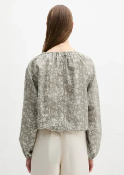 Bluse loose aus bedrucktem Baumwoll-Voile