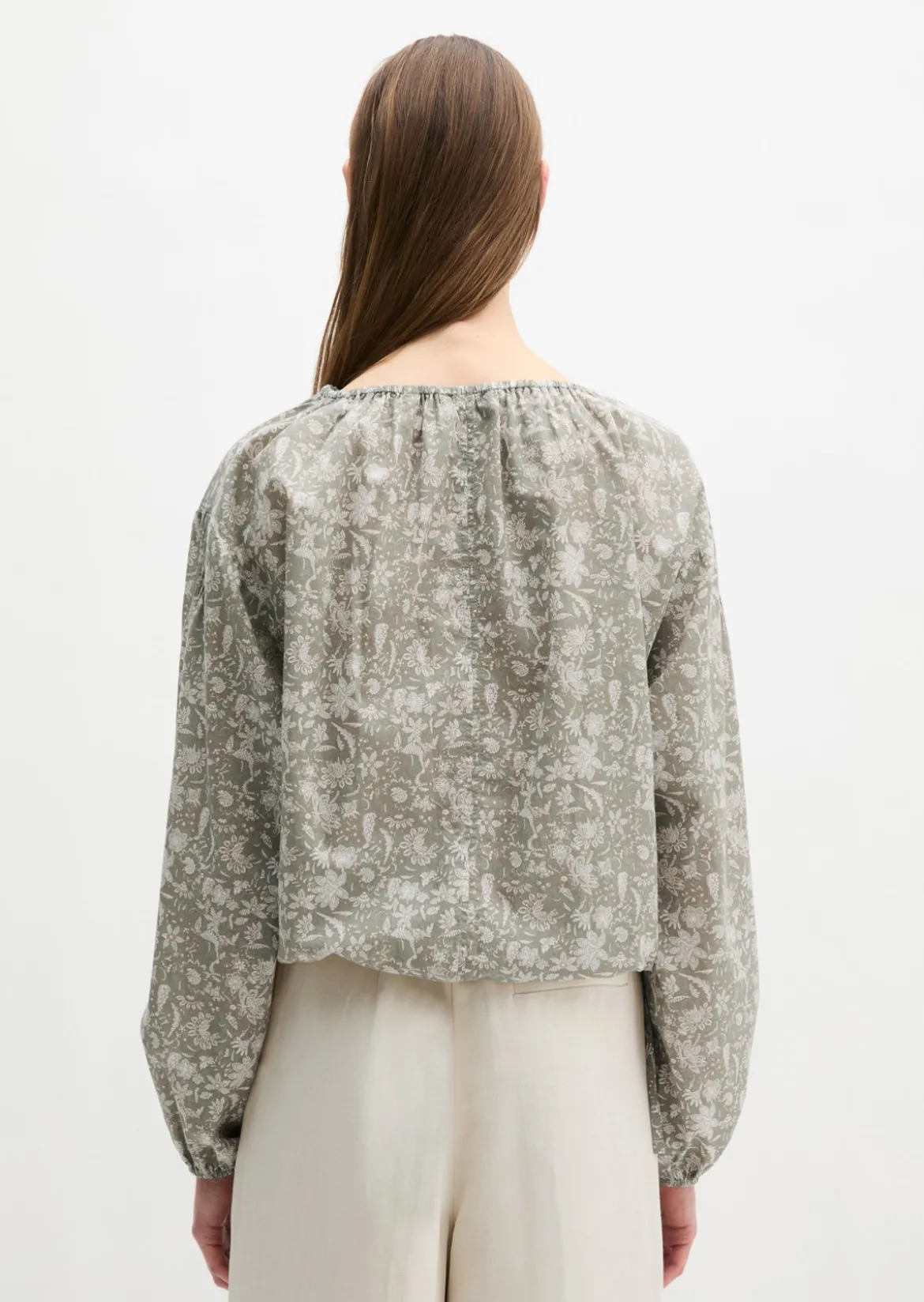 Bluse loose aus bedrucktem Baumwoll-Voile