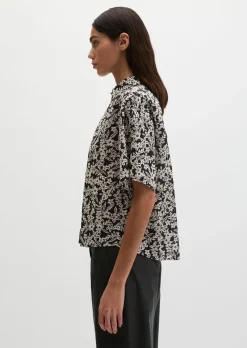 Bluse loose aus bedrucktem Baumwoll-Voile