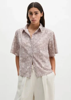 Bluse loose aus bedrucktem Baumwoll-Voile