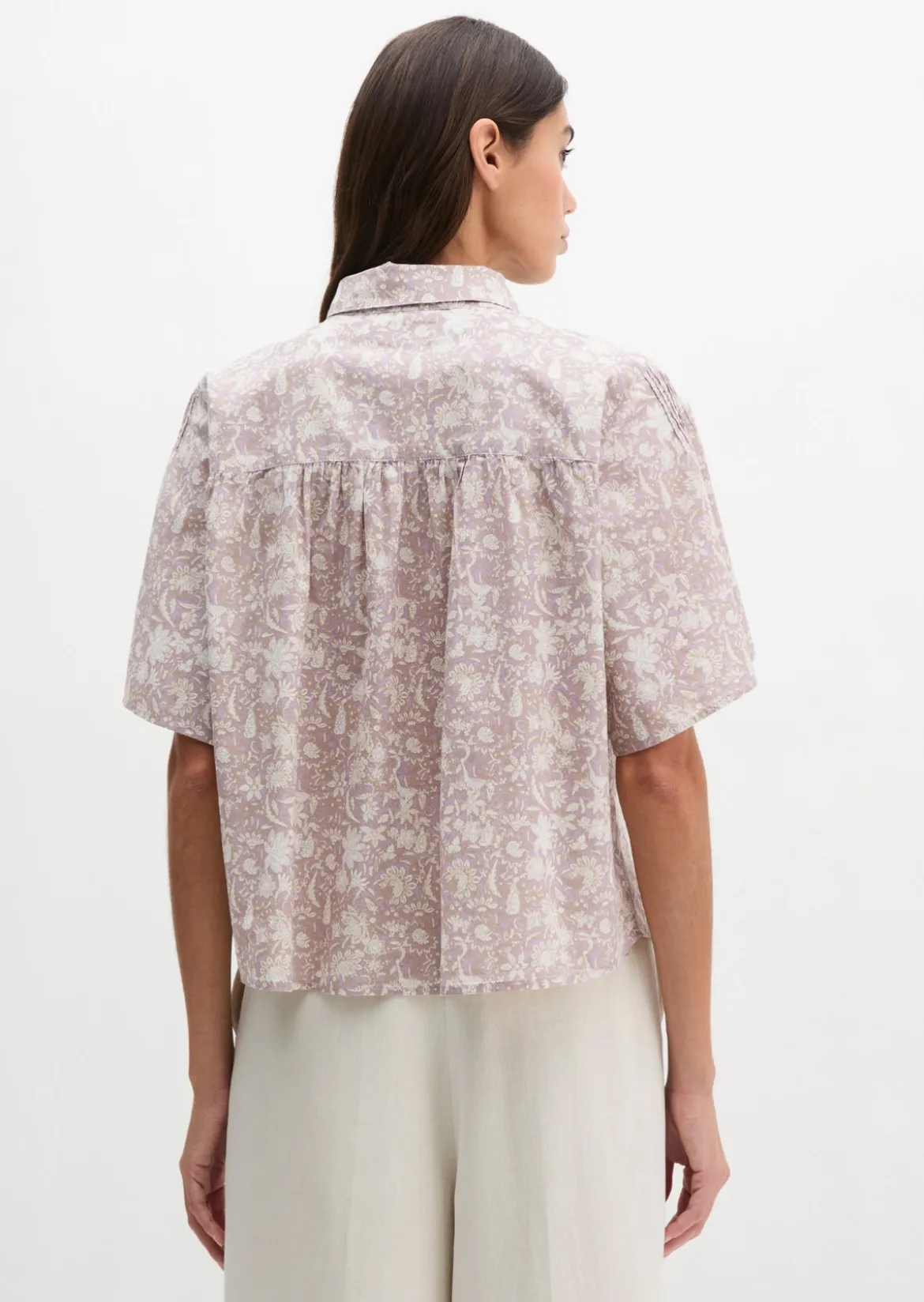 Bluse loose aus bedrucktem Baumwoll-Voile
