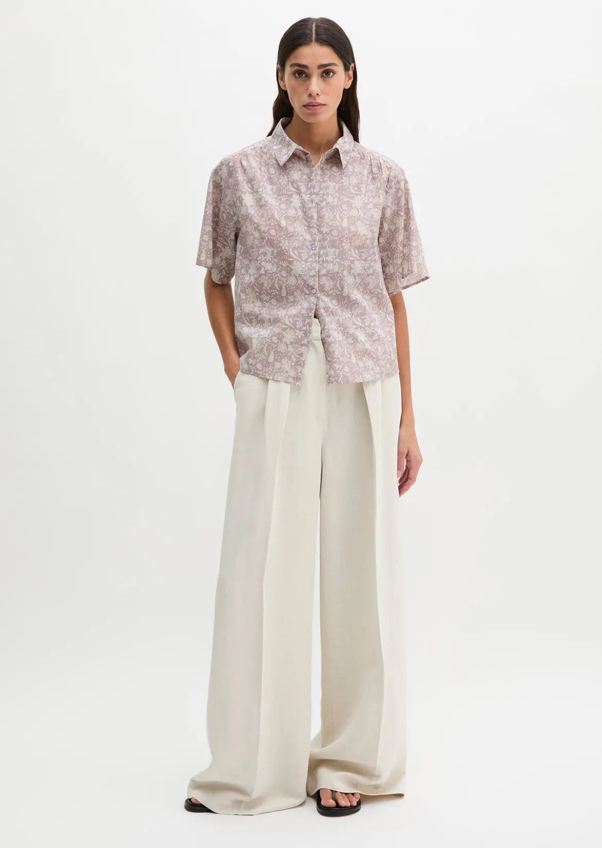 Bluse loose aus bedrucktem Baumwoll-Voile