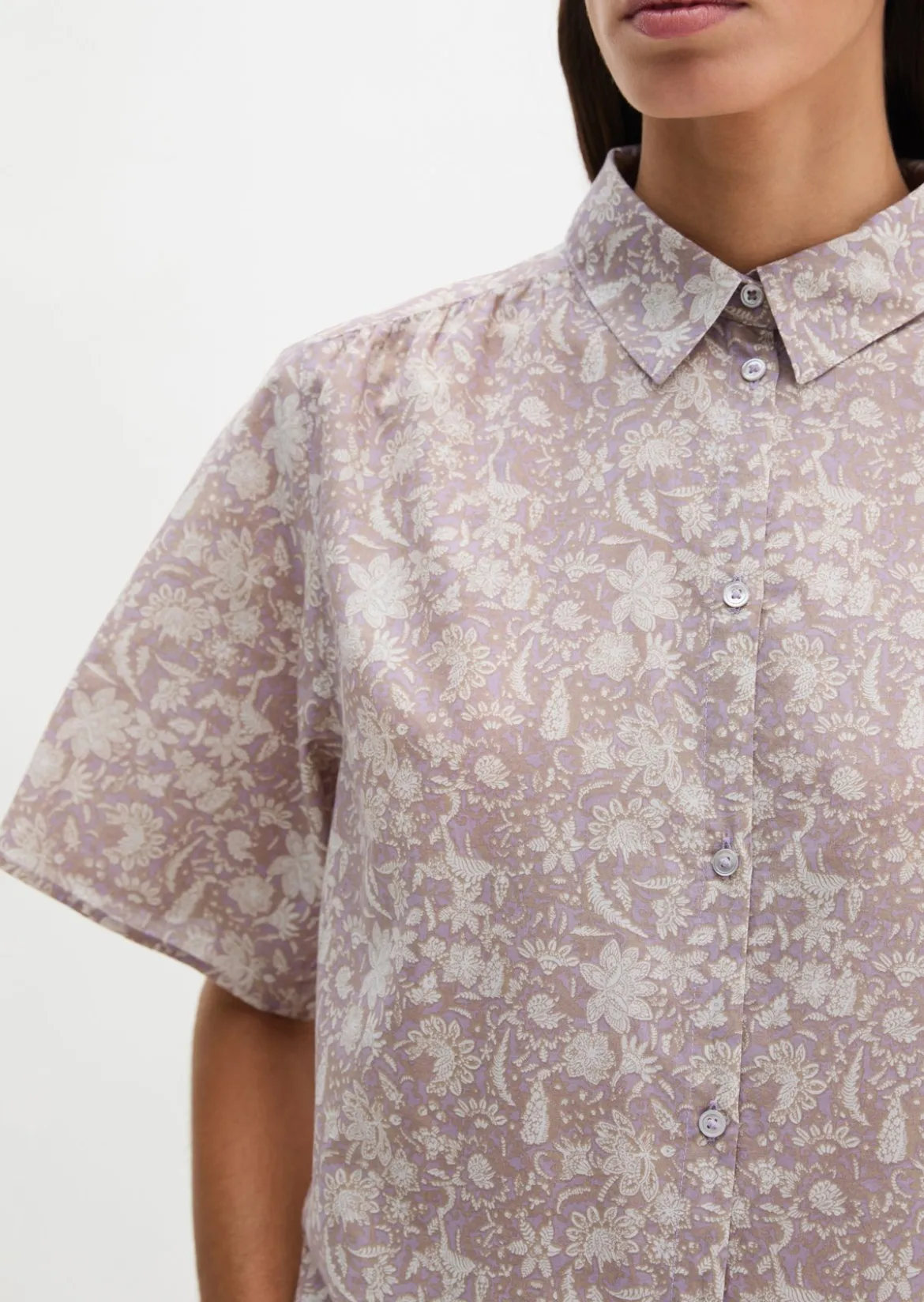 Bluse loose aus bedrucktem Baumwoll-Voile