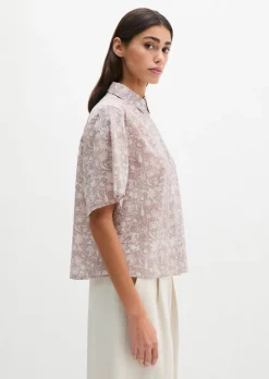 Bluse loose aus bedrucktem Baumwoll-Voile