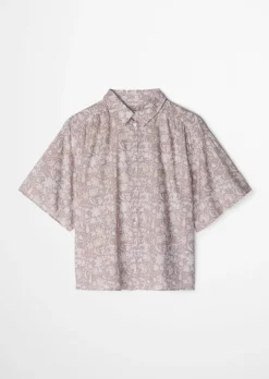 Bluse loose aus bedrucktem Baumwoll-Voile