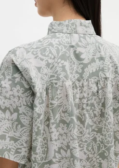 Bluse loose aus bedrucktem Baumwoll-Voile