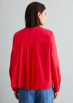 Bluse mit Falten-Detail regular aus reiner Bio-Baumwolle
