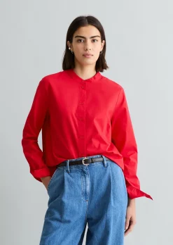 Bluse mit Falten-Detail regular aus reiner Bio-Baumwolle