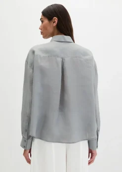 Bluse regular aus weicher Ramiefaser