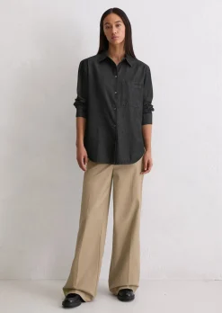 Bluse relaxed aus Baumwoll-Chambray
