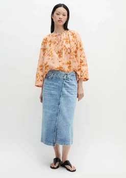 Bluse relaxed aus bedrucktem Baumwoll-Voile