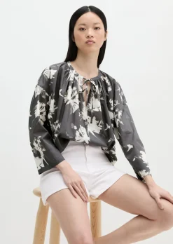 Bluse relaxed aus bedrucktem Baumwoll-Voile