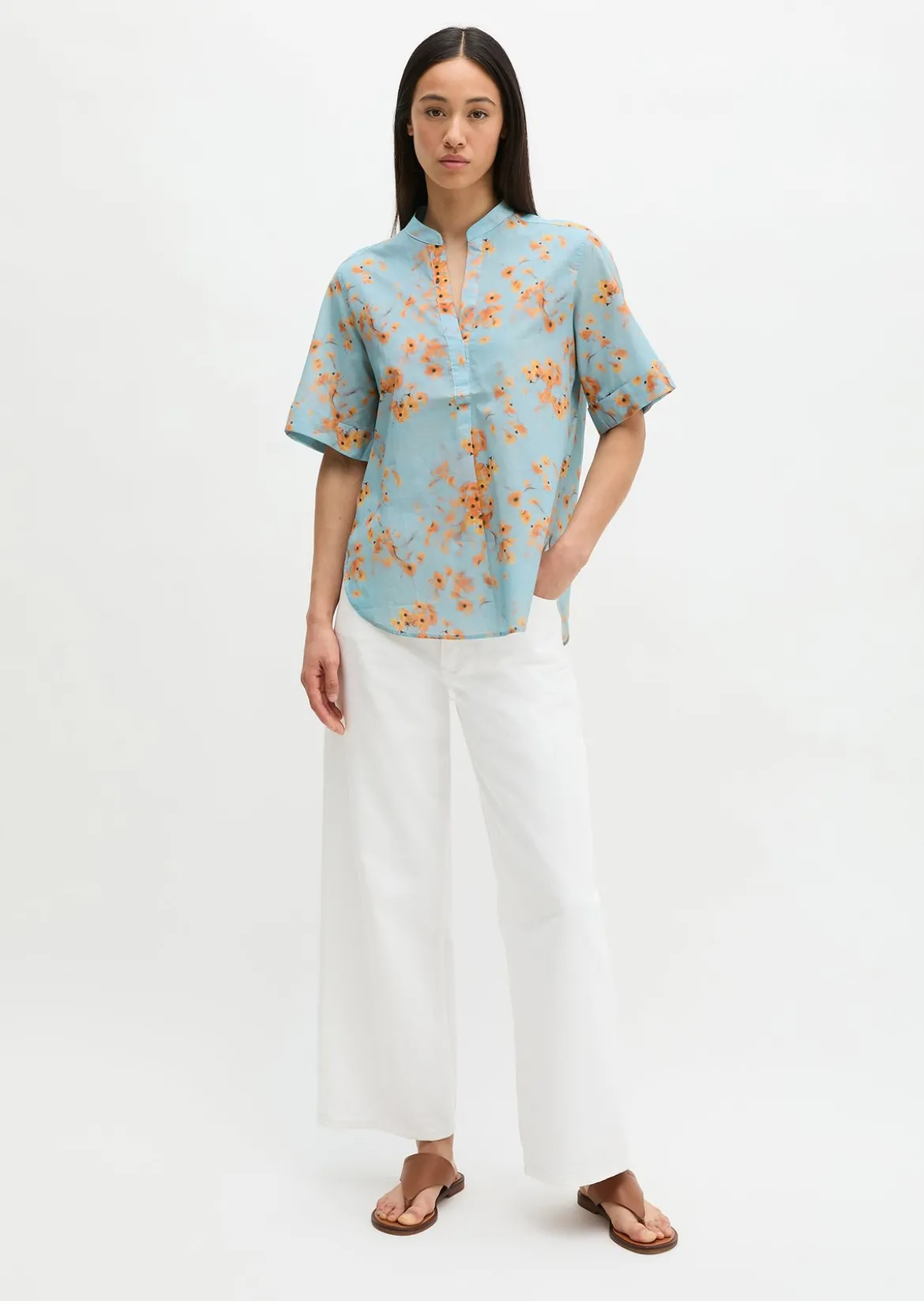 Bluse relaxed aus bedrucktem Baumwoll-Voile