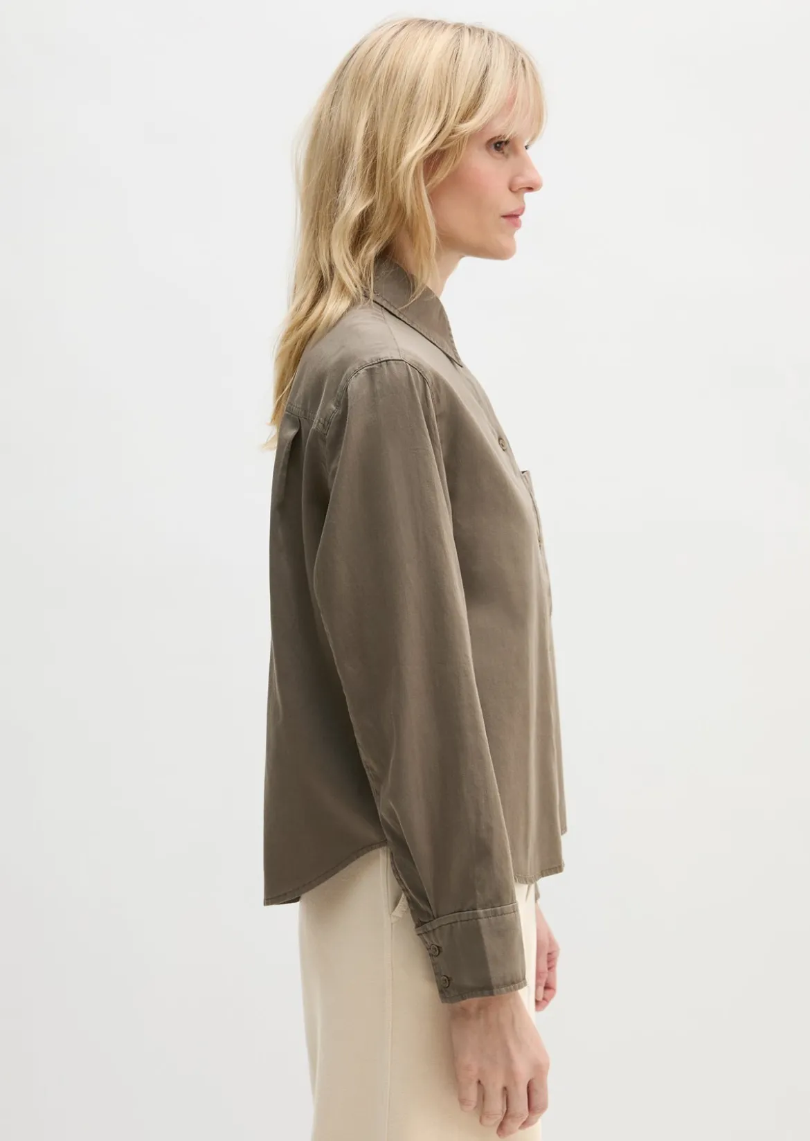 Bluse relaxed cropped aus Baumwoll-Satin
