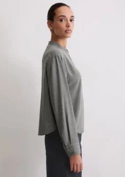 Bluse relaxed cropped aus Viskose-Twill