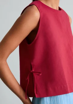 Blusen-Top boxy aus Leinen-Baumwolle-Mix