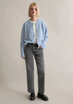 Bouclé-Cardigan relaxed aus Schurwolle-Viskose-Mix