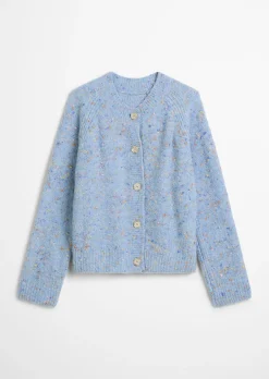 Bouclé-Cardigan relaxed aus Schurwolle-Viskose-Mix