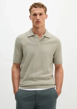 Bouclé-Poloshirt regular aus weichem Bio-Baumwoll-Mix