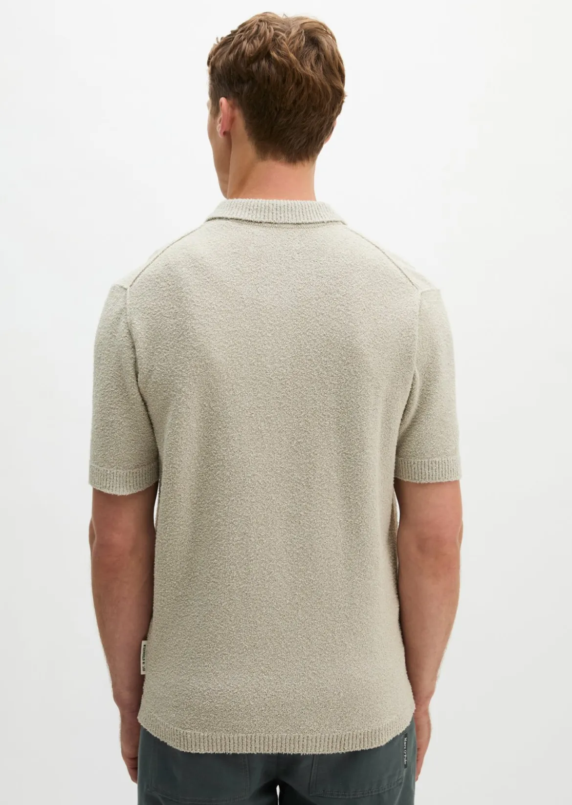 Bouclé-Poloshirt regular aus weichem Bio-Baumwoll-Mix