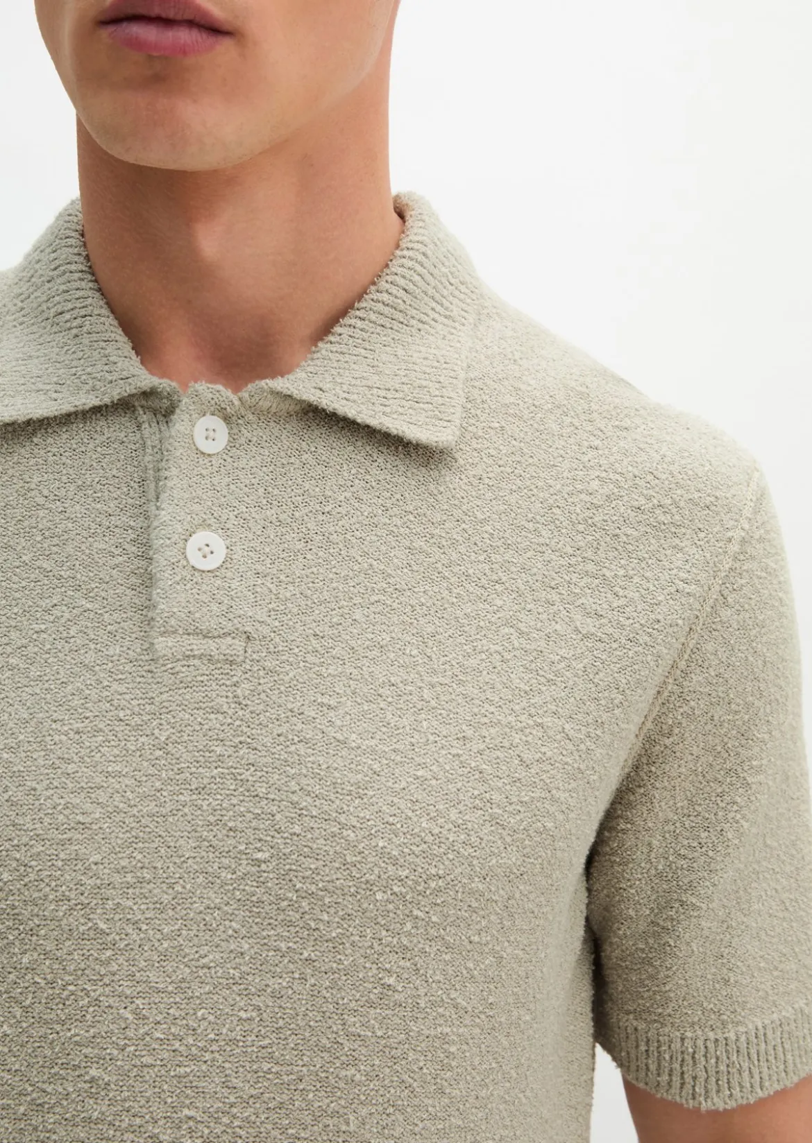 Bouclé-Poloshirt regular aus weichem Bio-Baumwoll-Mix