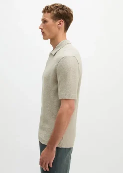 Bouclé-Poloshirt regular aus weichem Bio-Baumwoll-Mix
