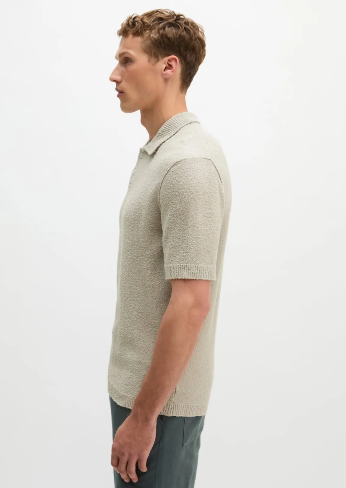 Bouclé-Poloshirt regular aus weichem Bio-Baumwoll-Mix