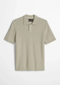Bouclé-Poloshirt regular aus weichem Bio-Baumwoll-Mix