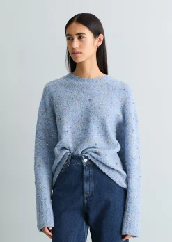 Bouclé-Pullover oversize aus Schurwolle-Viskose-Mix